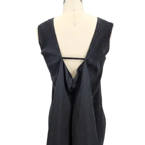VTG Issey Miyake Black Pleated Maxi Dress Size 4 Attached Jacket Sleeves - Picture 9 of 15